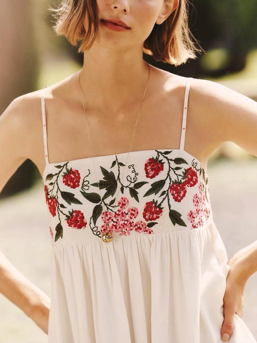 Anthropologie - Raspberry Embroidered Mini Bubble Dress